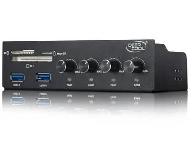 DEEPCOOL DEEPCOOL ROCK MASTER V3.0 / regulátor ventilátorů do  5.25" pozice / čtečka karet / USB 3.0 / černá