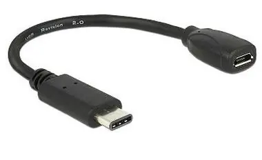 DeLock adapter kabel USB Typ-C™ 2.0 samec > USB 2.0 typ Micro-B samice / 15 cm / černý