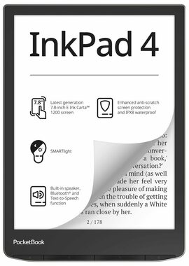 PocketBook 743G InkPad 4 stříbrná / 7.8" / 1872x1404 / 32GB / E-Ink / 2000mAh / USB-C / Wi-Fi / Bluetooth