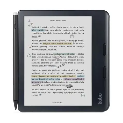 Kobo Libra Colour + stylus černá / Čtečka e-knih / 7" / E-ink / 1264×1680 / 32GB / Wi-Fi / BT / USB-C