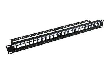 MicroConnect Prázdný kovový patch panel 24 portů pro 1U rack 19" bez kabelového manažeru černá