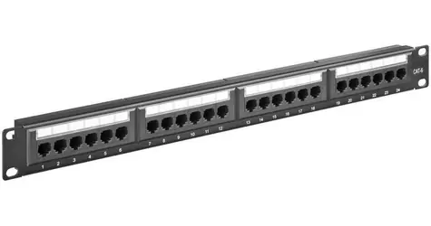 MicroConnect Patch panel CAT6 24 portů pro 1U rack 19" černá