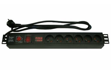 XtendLan ZASUVKA6N-VM-19 / Rozvodný panel 19" / 6x 230V / nadproudová ochrana / měření spotřeby