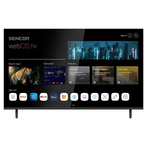43" SENCOR SLE 43US803B černá / 4K / LED / HDMI / USB / DVB-T2&C&S&S2 / 20W