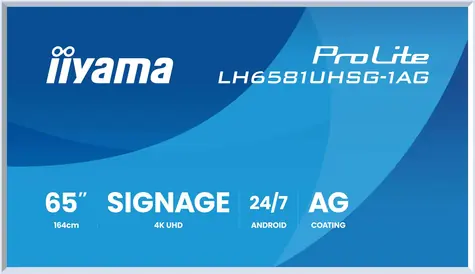 65" IIYAMA ProLite LH6581UHSG-1AG / LED / VA / 3840 x 2160 / 16:9 / 6.5 ms / 5000:1 / 500cd-m2 / VESA
