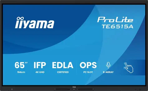 65" IIYAMA ProLite TE6515A-B1AG černá / LED / IPS Touch / 3840 x 2160 / 16:9 / 1200:1 / 550cd-m2 / VESA