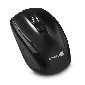 CONNECT IT CI-1223 černá / Bezdrátová optická myš / 1600DPI / 4 tlačítka / 2.4GHz / 2xAAA