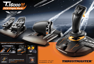 Thrustmaster Joystick T16000M FLIGHT PACK + plynový pedál + pedálová sada / pro PC