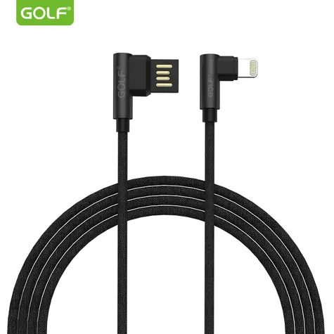 GOLF GC-48i oboustranný USB kabel s 90° koncovkami - lightning černá