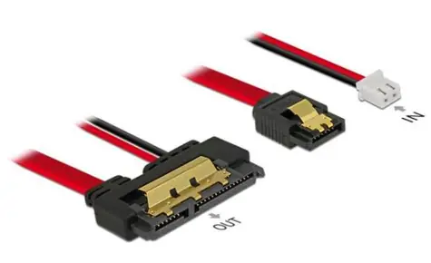 DeLock kabel SATA 7 pin samice + 2 pin napájecí samice > SATA 22 pin samice / přímý (5 V) / kovový / 30 cm