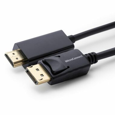 MicroConnect DisplayPort 1.2 - HDMI Kabel M-M  / 2m / 6mm / 30Hz / černá