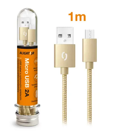 ALIGATOR TUBA 2A nabíjecí kabel microUSB zlatý