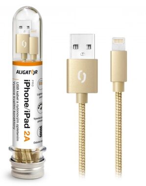 ALIGATOR TUBA 2A nabíjecí kabel Lightning zlatý