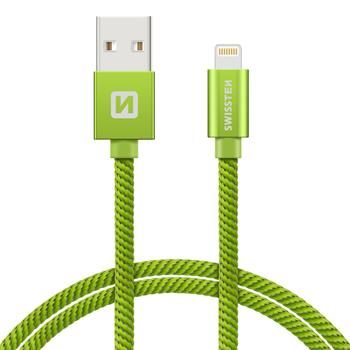 SWISSTEN TEXTILE datový kabel USB - Lightning 1.2m zelená