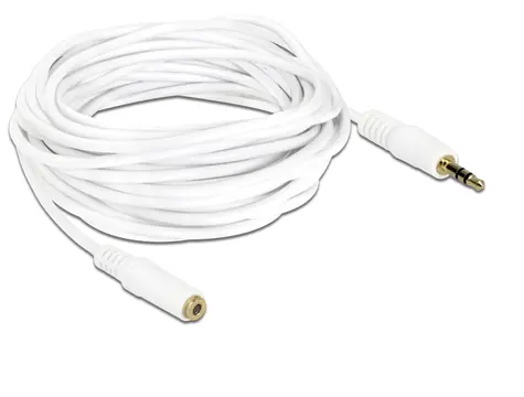 Delock prodlužovací kabel Stereo Jack 3.5 mm 3 pin samec > samice 5 m bílá