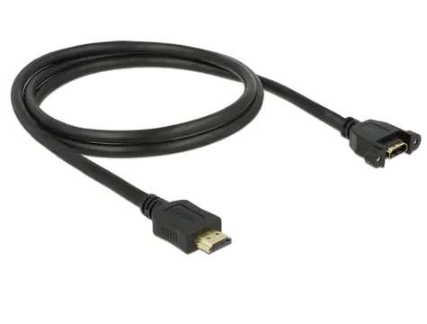 Delock kabel HDMI A samec > HDMI A samice přišroubovatelná  1 m černá