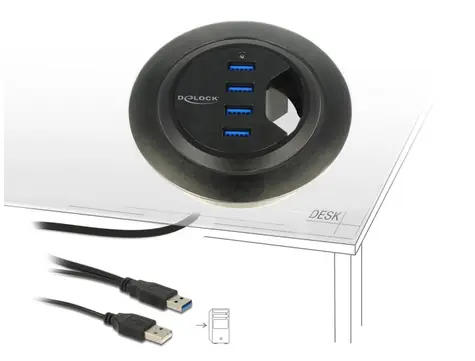 Delock Stolní Hub USB 3.0 4-portový černá