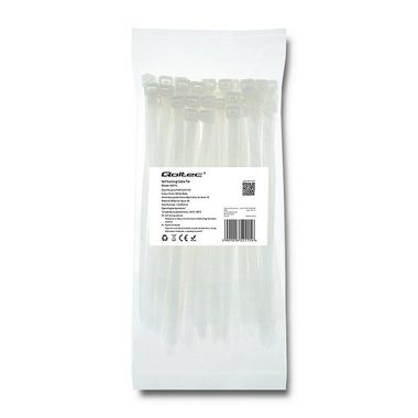 Qoltec kabelová spojka bílá / 7.2x200 / nylon UV / 50ks 