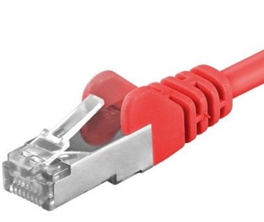PremiumCord SFTP CAT6A 0.5m červená / Patch kabel / RJ45-RJ45