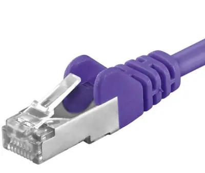 PremiumCord SFTP CAT6A 0.5m fialová / Patch kabel / RJ45-RJ45