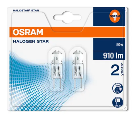 OSRAM Halogen Halostar Star 64440 ST 12V 50W GY6.35 / 910lm / 2700K / 2000h / noDIM / C / Sklo / Blistr 2ks
