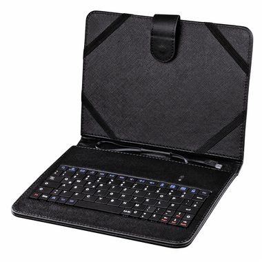 Hama pouzdro s integrovanou klávesnicí pro tablet 8" černá / věstavěná klávesnice / OTG / věstavěný stojánek / USB