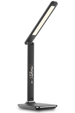 IMMAX LED stolní lampička Kingfisher 9W černá / 450lm / DC 12V / 1.0A / 3 barvy světla / sklápěcí rameno / USB