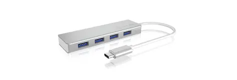 Icy Box IB-HUB1425-C3 USB Hub stříbrná / 4x USB 3.0 / s připojením USB-C