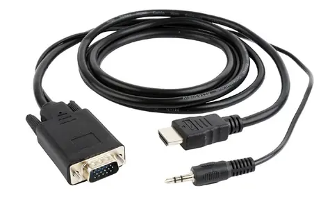 Gembird adaptér HDMI-A (M) na VGA (M) + 3.5 mm audio / kabel 1.8m / černá