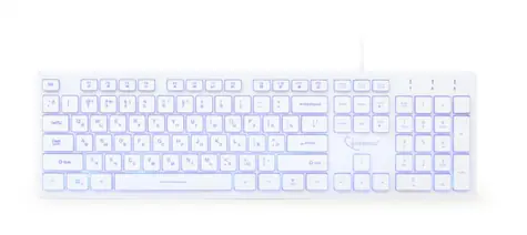 Gembird KB-UML3-01-W-RU multimediální podsvícená klávesnice bílá / USB / RU layout / 3 barvy podsvícení