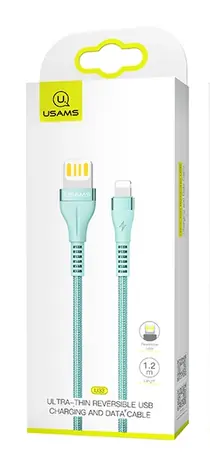 USAMS SJ360 Ultra Tenký Datový Kabel Lightning azurová 