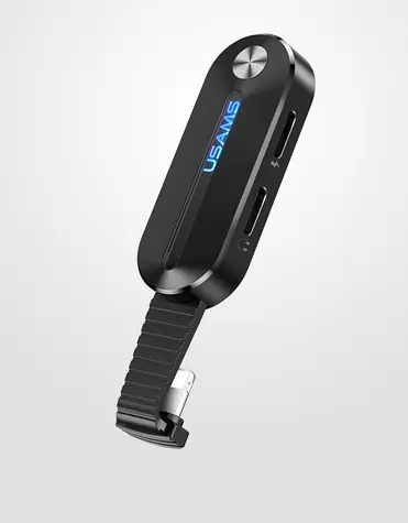 USAMS SJ357 Lightning Dual Adapter vč. LED Světla černá 