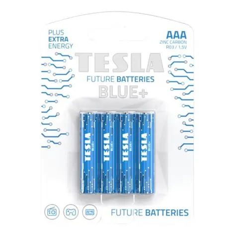 Tesla BLUE+ Zinc Carbon mikrotužková baterie AAA (R03) 4 ks / blister