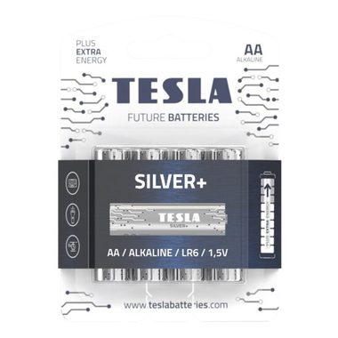 Tesla SILVER+ alkalická tužková baterie AA (LR06) 4 ks / blister