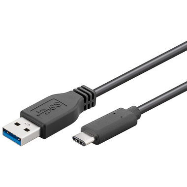 PremiumCord propojovací USB 3.0 kabel s konektory USB-C - USB-A černý 50cm