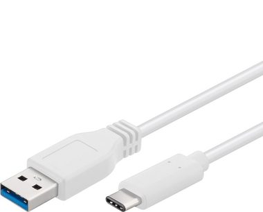 PremiumCord propojovací USB 3.0 kabel s konektory USB-C - USB-A bílý 50cm