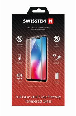 SWISSTEN FULL GLUE COLOR FRAME CASE FRIENDLY sklo pro Apple iPhone XS MAX černá