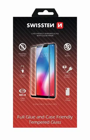 SWISSTEN FULL GLUE COLOR FRAME CASE FRIENDLY sklo pro HUAWEI P30 LITE černá