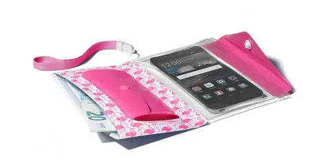 Cellularline Voyager Pochette Voděodolné pouzdro s peněženkou pro telefony do velikosti 5.2" růžová 