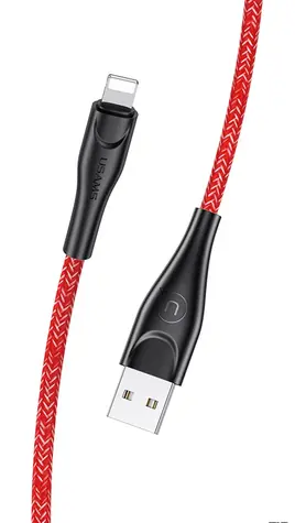 USAMS SJ397 U41 Braided Datový Kabel 3m Lightning červená