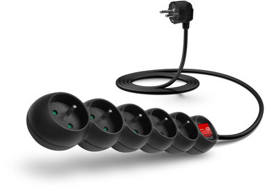 CONNECT IT prodlužovací kabel 230 V 5 zásuvek 2 m s vypínačem černá