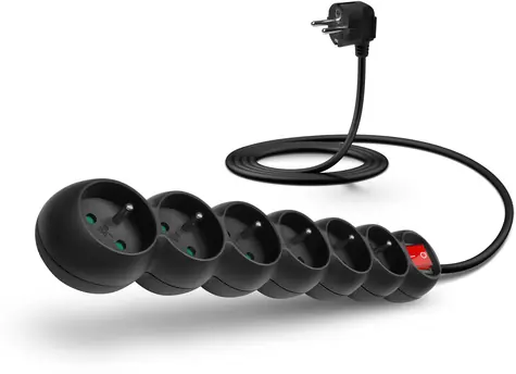 CONNECT IT prodlužovací kabel 230 V 6 zásuvek 2 m s vypínačem (černá)
