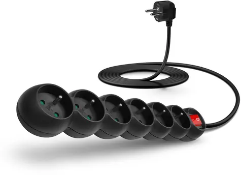 CONNECT IT prodlužovací kabel 230 V 6 zásuvek 3 m s vypínačem (černá)