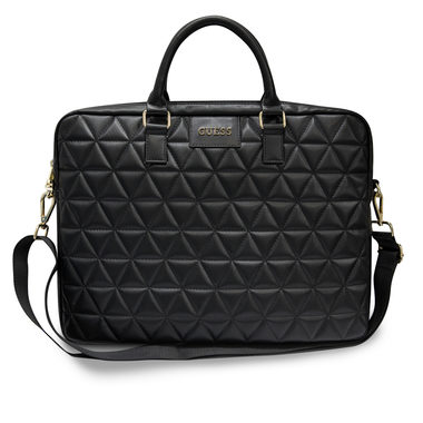 GUESS Quilted brašna pro notebook 15" černá / EKO kůže