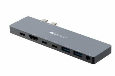 Canyon CNS-TDS08DG dokovací stanice šedá / 2x USB-C / 2x USB 3.0 / 2x HDMI / 3.5mm jack