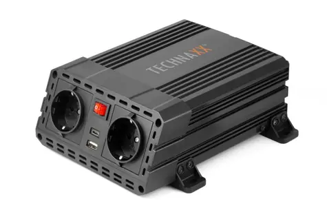 Technaxx TE19 měnič napětí / 600W / vstup 12V DC / 2xUSB / 2x230V zásuvka / černá