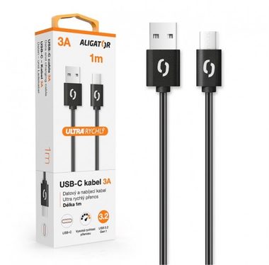 Aligator Datový kabel POWER 3A USB-C 1m černá
