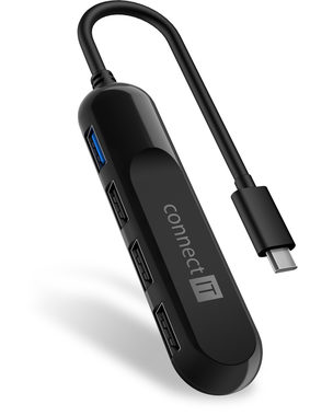 CONNECT IT USB-C hub USB 3.0 černá / externí