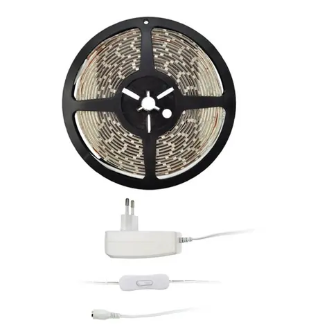 Solight WM50-65T LED světelný pás s testrem / 5m /  sada s 12V adaptérem / 4.8W-m / IP65 / studená bílá