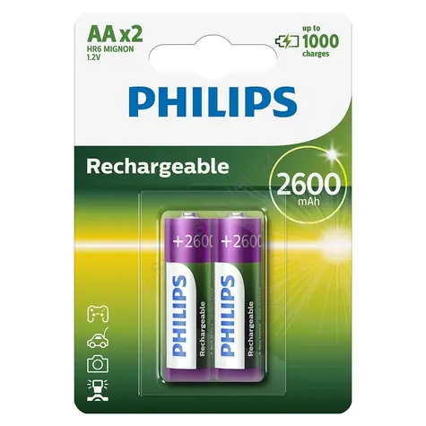 Philips dobíjecí baterie AA 2600mAh, NiMH - 2ks
